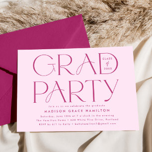 Moderne Typografie Magenta Abschlussfeier Einladung