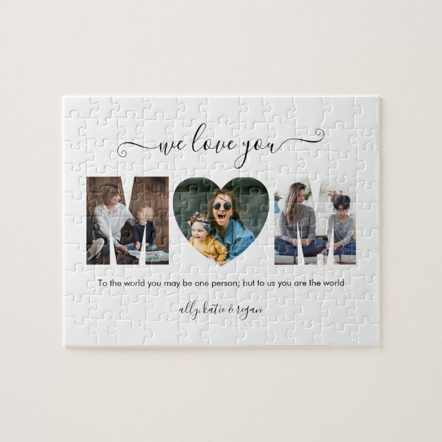 Moderne Typografie MAMA 3 Foto Collage Geschenk fü (Horizontal)