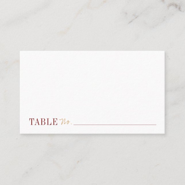 Moderne Typografie minimalistische Hochzeit im Her Platzkarte (Vorderseite)