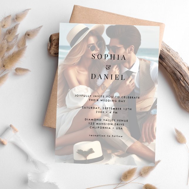 Moderne Typografie Minimalistische Hochzeit verbli Einladung (Von Creator hochgeladen)