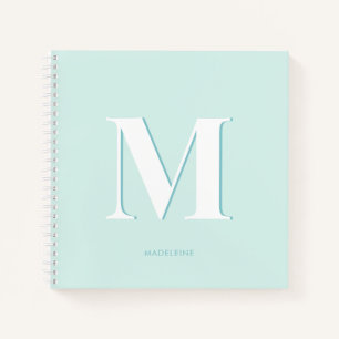 Moderne Typografie Mint Turquoise Monogram Initial Notizbuch
