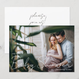 Moderne Typografie mit Foto Baby Dusche Einladung