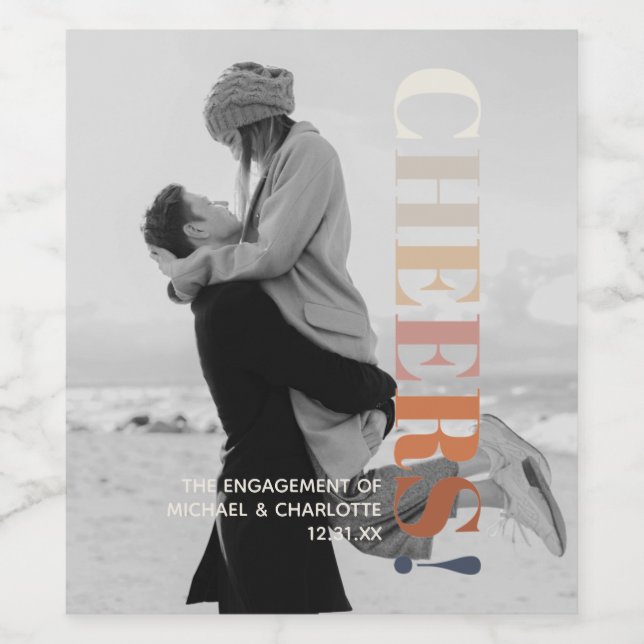 Moderne Typografie mit Foto Wine Label Weinetikett (Einzelnes Label)