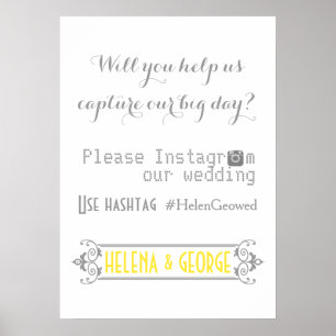 Moderne Typografie mit Instagram Hashtag Hochzeit Poster