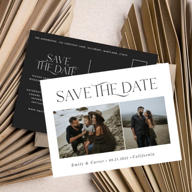 Moderne Typografie mit minimalem Schwarzweiß-Foto Ankündigungspostkarte (Von Creator hochgeladen)