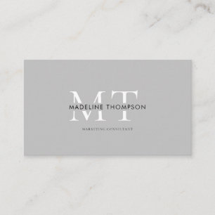 Moderne Typografie Monogram Light Gray QR Code Visitenkarte