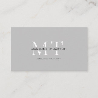 Moderne Typografie Monogram Light Gray QR Code Visitenkarte