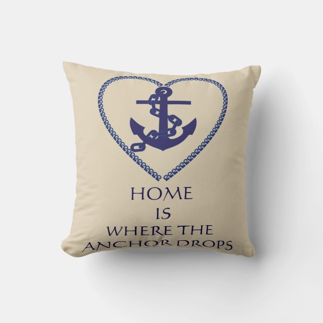 Moderne Typografie Nautical Themed Anchor Kissen (Vorderseite)
