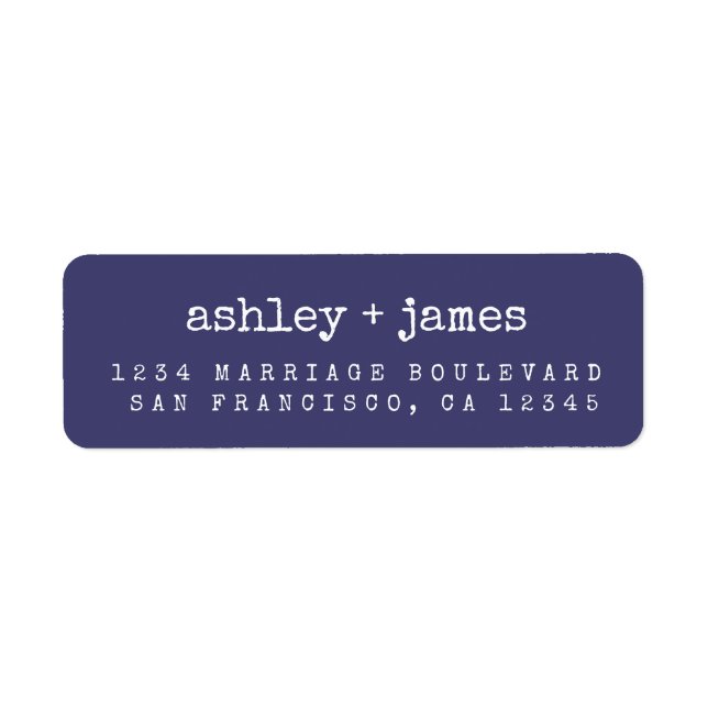 Moderne Typografie Navy Blue Wedding Rücksendeadre (Vorne)