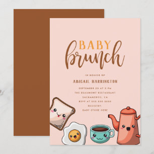 Moderne Typografie Niedlich Kawaii Baby Brunch Einladung
