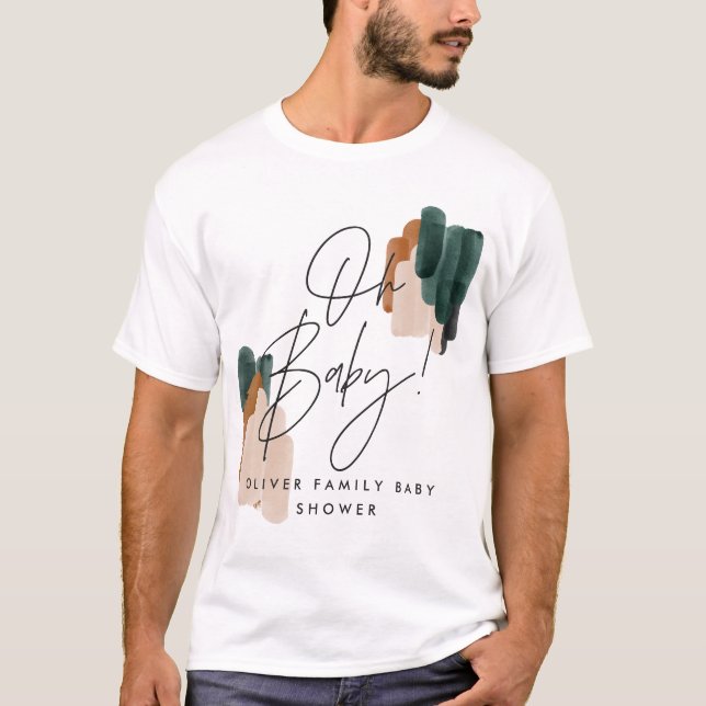 Moderne Typografie Oh Baby-Dusche Party Geschenk G T-Shirt (Vorderseite)