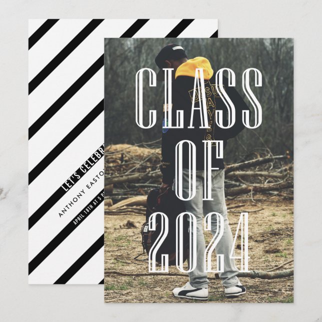 Moderne Typografie-Overlay-Klasse des Abschlusses  Einladung (Vorne/Hinten)