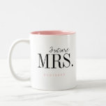 Moderne Typografie Personalisiert Future Frau Tass Zweifarbige Tasse<br><div class="desc">Elegante moderne minimalistische Typografie Zukunft Frau und personalisierte Namensgestaltung in Schwarz und Rosa,  einfach und einzigartig. Große Brautgeschenke oder Verlobung Geschenke für Braut zu sein. 
Passen Sie die Tasse- und Textfarbe Ihrer Wahl an.</div>