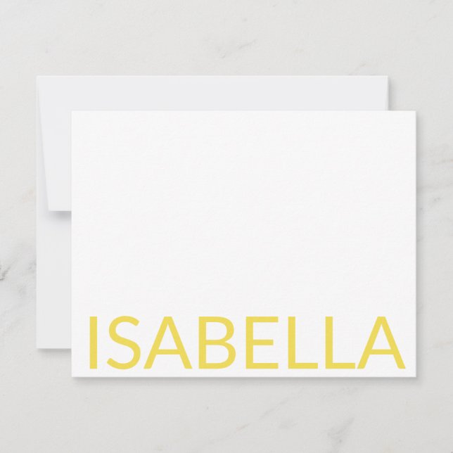 Moderne Typografie Personalisiert-gelbe Bezeichnun Mitteilungskarte (Vorderseite)