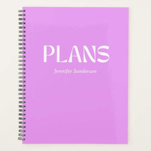 Moderne Typografie Personalisiert Lila Planer (Vorderseite)