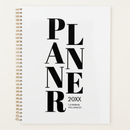 Moderne Typografie Personalisiert Schwarz und Weiß Planer