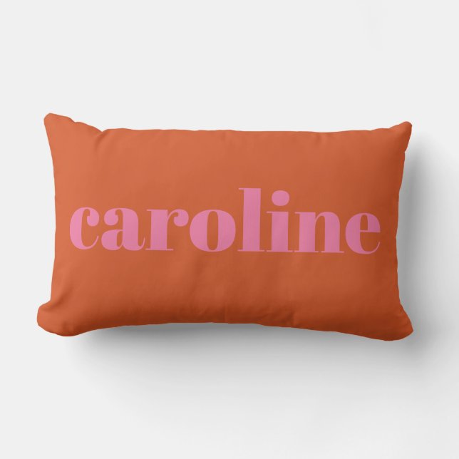 Moderne Typografie - Personalisierter Name | Rosa  Lendenkissen (Vorderseite)