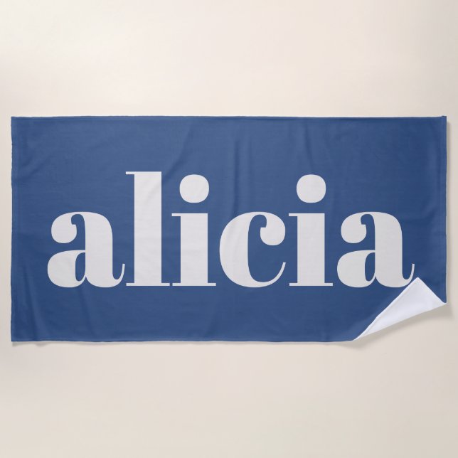Moderne Typografie Personalisierter Name Sommer Bl Strandtuch (Vorderseite)