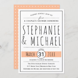 Moderne Typografie Pfirsichdusche Einladung