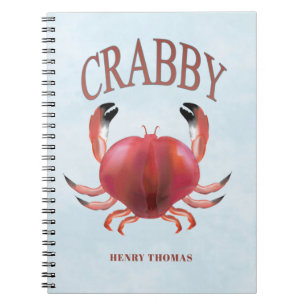 Moderne Typografie Red Crabby Crab Nautic Niedlich Notizblock
