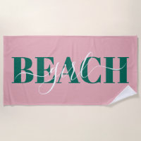 Moderne Typografie rosa grünes Strandangebot