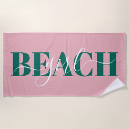 Moderne Typografie rosa grünes Strandangebot Strandtuch