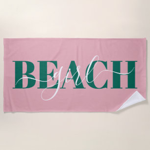 Moderne Typografie rosa grünes Strandangebot Strandtuch