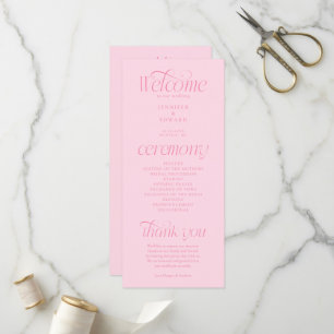 Moderne Typografie Rosa Hochzeitsprogramm Programm