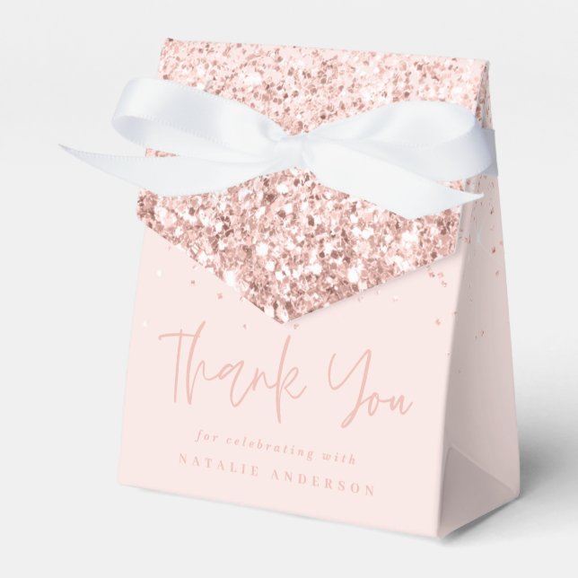 Moderne Typografie Rosa mädchenhaften Glitzer Chic Geschenkschachtel (Vorderseite)