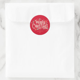 Moderne Typografie Rot Frohe Weihnachten Runder Aufkleber