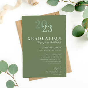 Moderne Typografie Sage Green Abschlussfeier Einladung