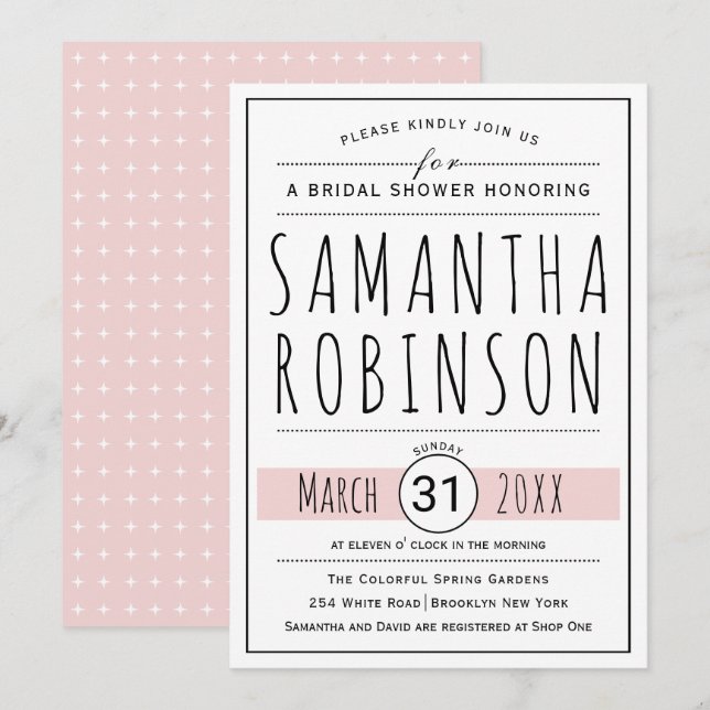 Moderne Typografie Sali Grün Hochzeit Brautparty Einladung (Vorne/Hinten)