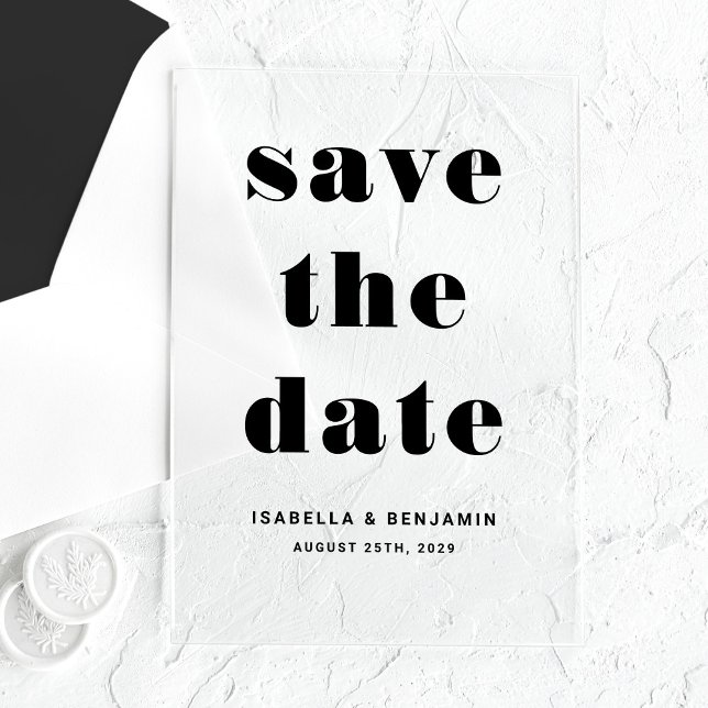 Moderne Typografie Save the Date Acryleinladungen (Modern Typography Save The Date Acrylic Invitations)