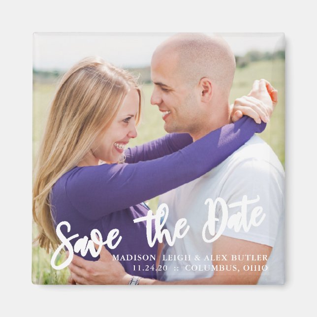 Moderne Typografie Save the Date Magnet (Vorne)