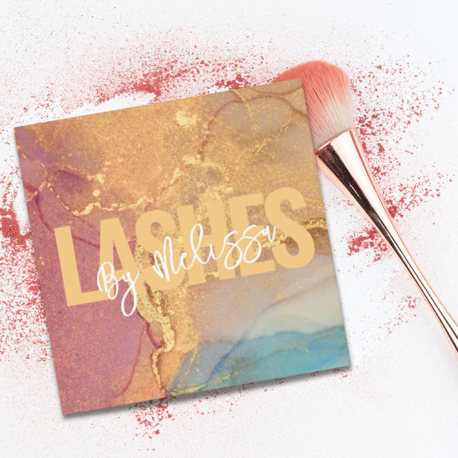 Moderne Typografie Schönheit Makeup Artist Lashes Quadratische Visitenkarte (Modern Typography Beauty Makeup Artist Lashes Square Business Card)