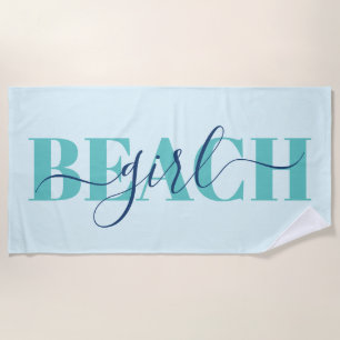Moderne Typografie-Schrift Blue aquamarin Beach Zi Strandtuch
