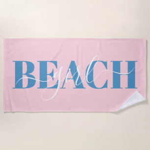 Moderne Typografie Schrift rosa blau Strand Zitat Strandtuch
