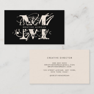 Moderne Typografie, schwarz-beige Monogrammbezeich Visitenkarte