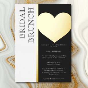 Moderne Typografie Schwarz-weiß Bridal Brunch Folieneinladung