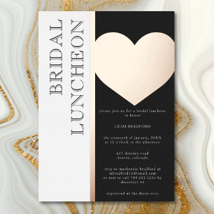 Moderne Typografie Schwarz-weiß Bridal Luncheon Folieneinladung