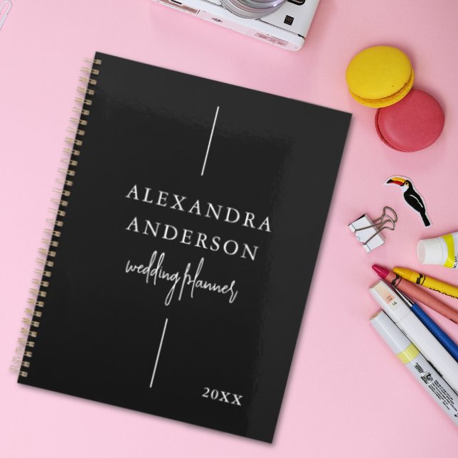 Moderne Typografie Schwarz/Weiß Elegant Minimal Planer (Modern Typography Black and White Elegant Minimal Planner)