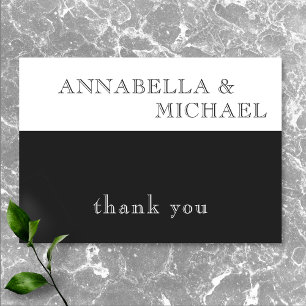 Moderne Typografie Schwarz-weiß Hochzeit Dankeskarte