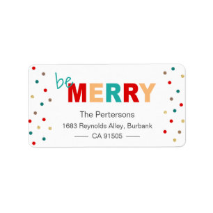 Moderne Typografie sei frohe Weihnachten Confetti Adressaufkleber