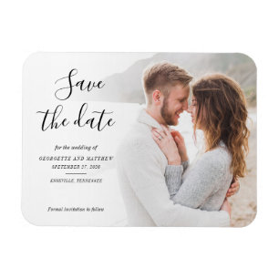 Moderne Typografie-Skriptfoto Save The Date Magnet