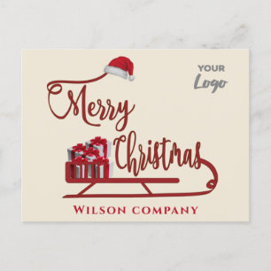 Moderne Typografie Sledge Merry Weihnachtslogo Feiertagspostkarte