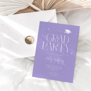 Moderne Typografie Sterne Lilac-Abschlussfeier Einladung