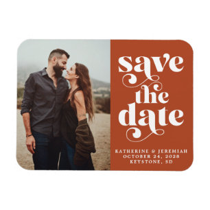 Moderne Typografie Terracotta-Foto Save the Date Magnet