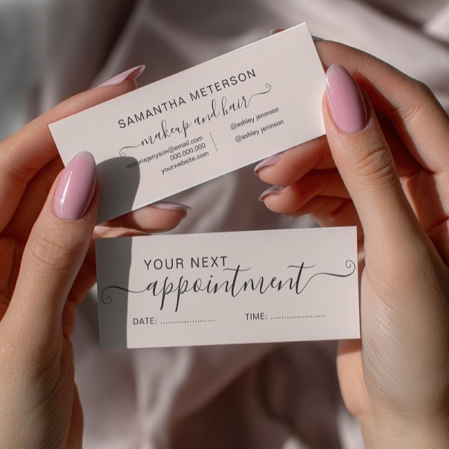 Moderne Typografie Trendrot Rosa Verabredung Mini Visitenkarte (Modern typography trendy blush pink appointment mini business card)