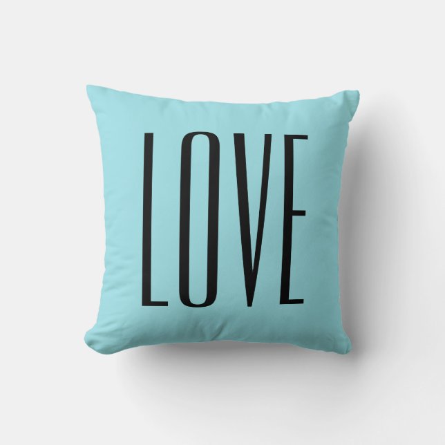 Moderne Typografie Türkise Blue Liebe Kissen (Vorderseite)