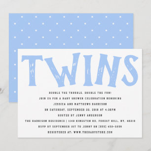 Moderne Typografie Twin Boys Baby Dusche Einladung